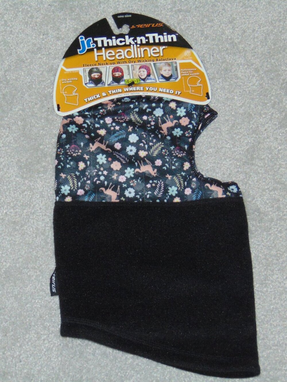 Seirus Jr Thick N Thin Youth Headliner  Size One Polyester Black